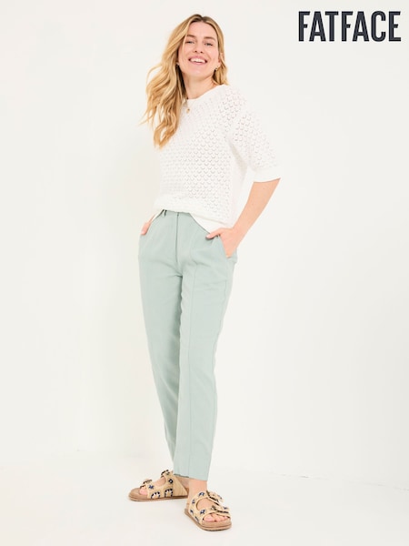 FatFace Issy Mint Green Tapered Linen Blend Trousers (AK4808) | ₪297