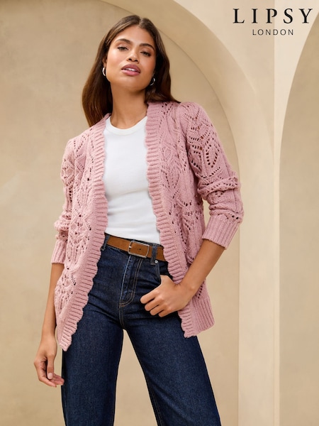 Rosa - Lipsy Knitted Pretty Stitch Long Cardigan (AK4833) | kr950