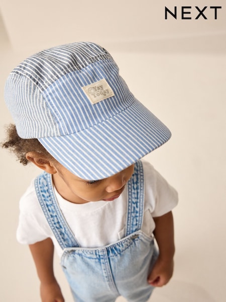 Blå - 100% Cotton Panel Cap (3mths-10yrs) (AK4854) | kr110 - kr140