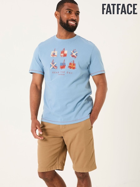 FatFace Light Blue Summer Boats Tshirt (AK4877) | AED163