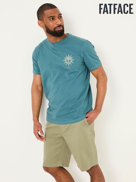 FatFace Dark Teal Blue Bike Mandala Graphic Tshirt (AK4894) | €37