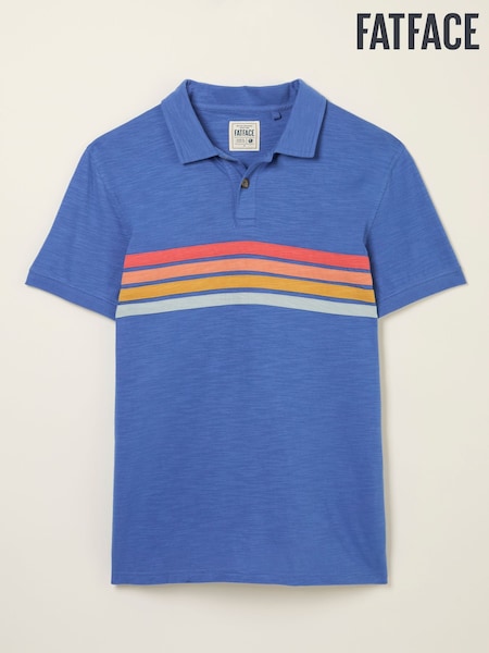 FatFace Blue Cut and Sew Chest Stripe Polo (AK4920) | 161 QAR