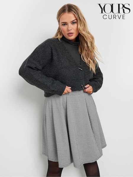 Yours Curve Black Dogtooth Check Flippy Skirt (AK4924) | €32