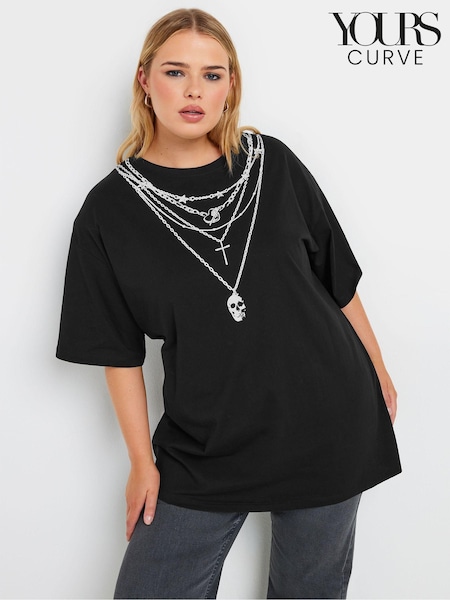 Yours Curve Black Oversized 100% Cotton T-Shirt (AK4930) | $33