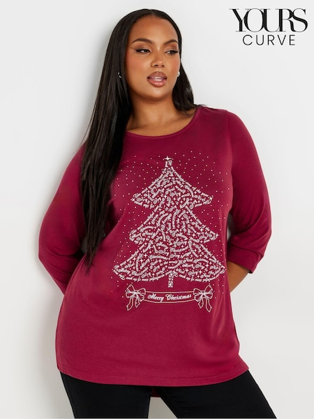 Yours Curve Red Christmas Tree Novelty T-Shirt (AK4932) | R$ 190