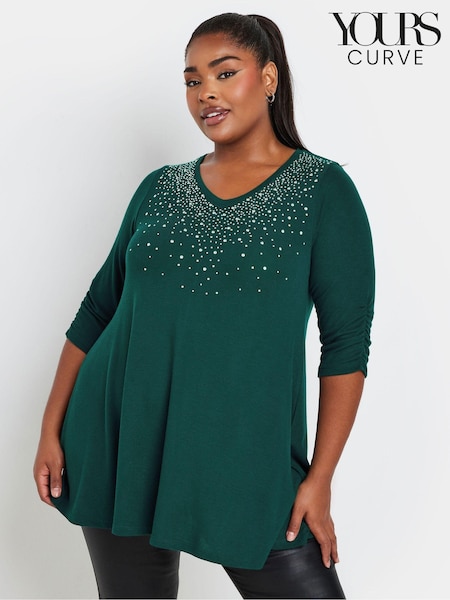 Yours Curve Green Stud Swing Tunics (AK4933) | €35