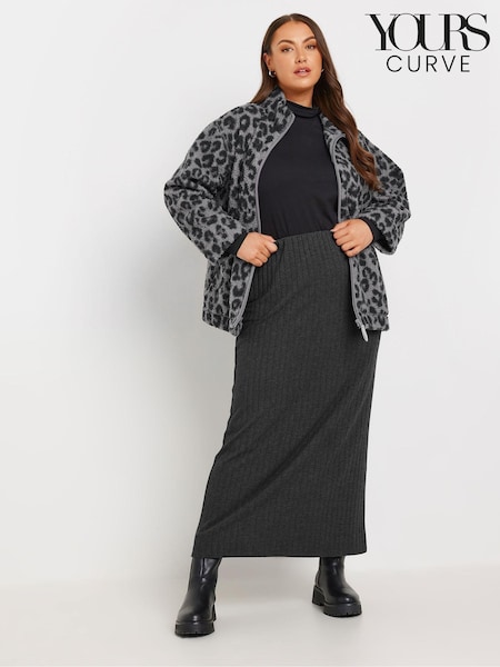 אפור - Yours Curve Leopard Print Tube Skirt (AK4934) | ‏121‏₪