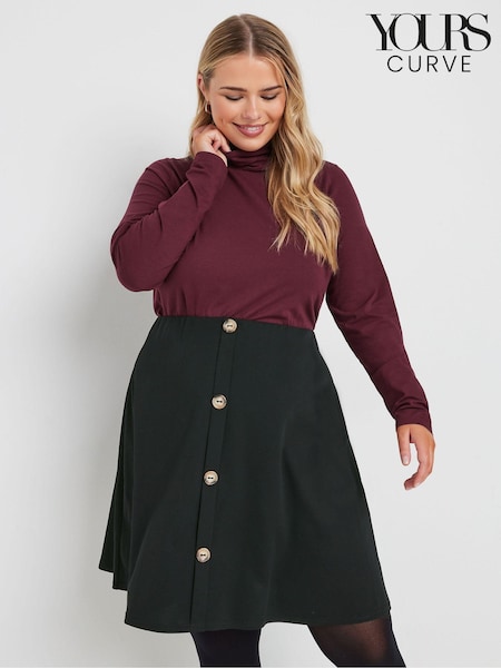 Yours Curve Button Front A Line Skirt (AK4959) | ‏136‏₪