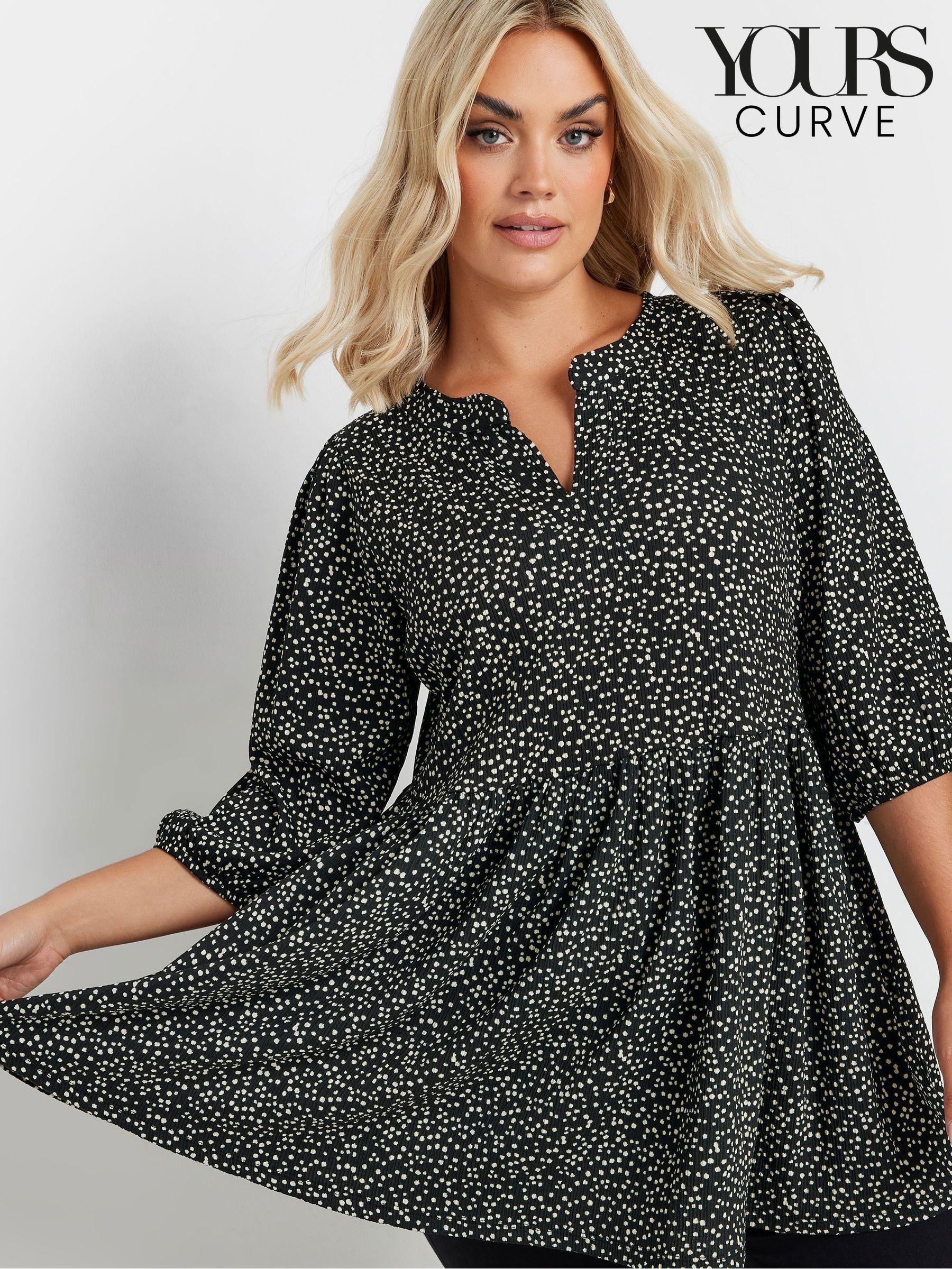 Women s Black Peplum 3 4 Sleeve Casual Tops Next Luxembourg