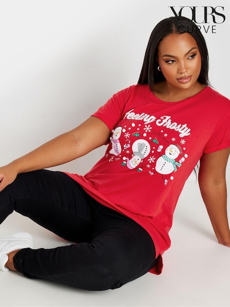 Yours Curve Red Feeling Frosty Novelty  Christmas T-Shirt (AK4998) | $35