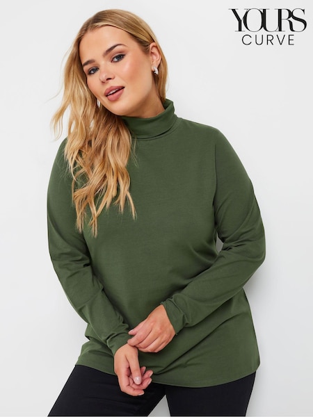 Yours Curve Green Long Sleeve Turtle Neck Top (AK5020) | 84 QAR
