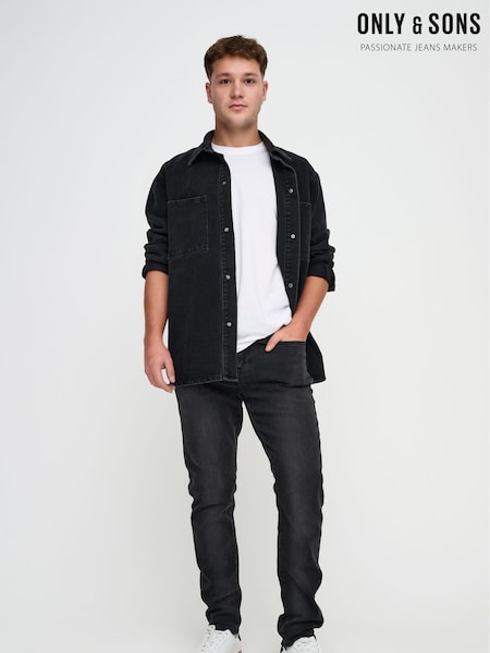 Only & Sons Black Slim Tapered Fit Rope Stretch Jeans (AK5153) | $49