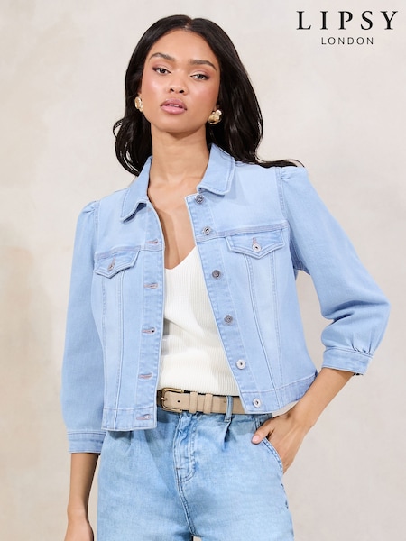 Выбеленный - Lipsy Collarled Bracelet Sleeve Denim Jacket (AK5232) | €58