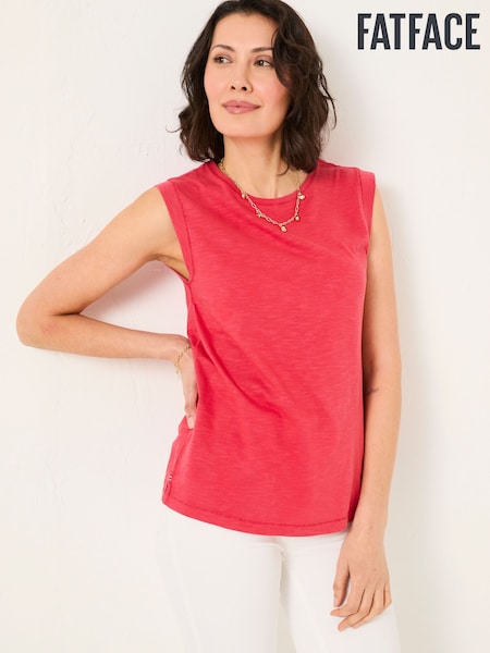 FatFace Tia Rust Red Jersey Tank Top (AK5289) | ₪111
