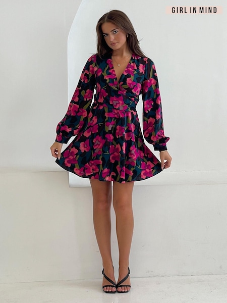 Vaaleanpunainen - Girl In Mind Mini Ruth Wrap Skater Dress (AK5459) | €79