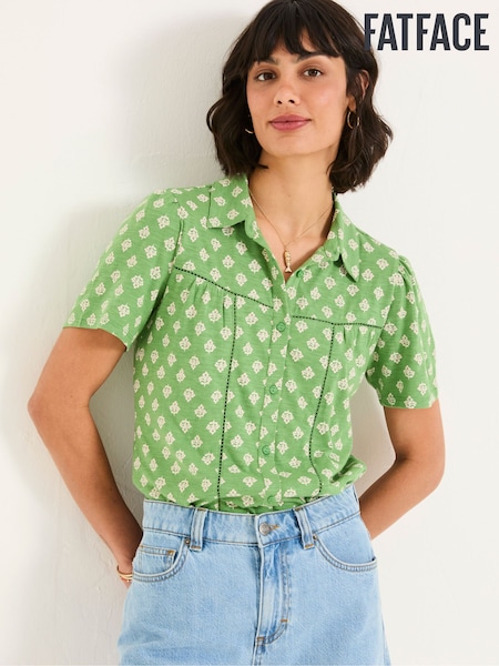 FatFace Kit Mid Green Woodblock Woodblock Short Sleeve Jersey Shirt (AK5465) | €50