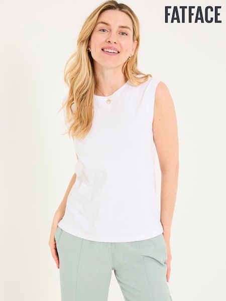FatFace Tia White Jersey Tank Top (AK5483) | €29
