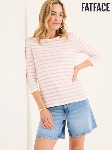 FatFace Breton Light Pink 100% Cotton 3/4 Sleeve T-Shirt (AK5487) | 1,772 UAH