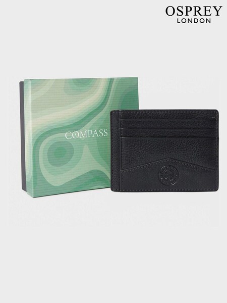 Czarny - Osprey London The Compass Leather Brown Card Holder (AK5583) | 310 zł