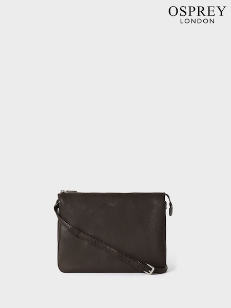 Castanho - Osprey London The Large Kelso Leather Cross-Body Brown Bag (AK5587) | R$ 1.235