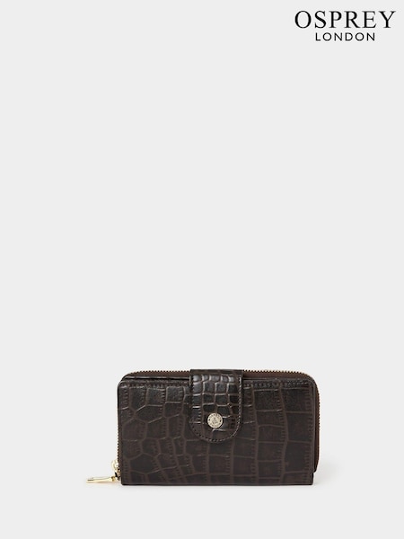 Osprey London Carla Leather RFID Zip-Round Brown Purse (AK5589) | AED320