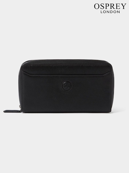 Osprey London The Compass Leather Travel Black Wallet (AK5590) | €166