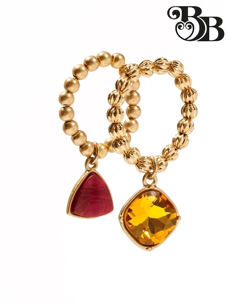 ذهبي - Bibi Bijoux Bejewelled Stretch Ring Set (AK5752) | ‏73 د.إ.‏