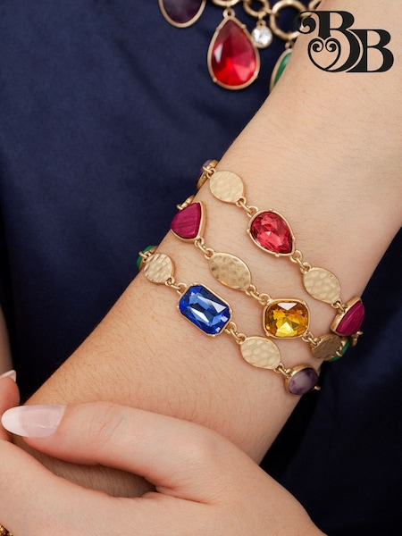 Gold - Bibi Bijoux Juwelenbesetztes mehrlagiges Manschettenarmband (AK5758) | 34 €