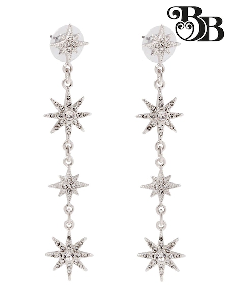 Silver - Bibi Bijoux Starstruck Long Drop Earrings (AK5771) | kr530