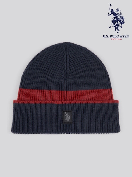 Azul - U.s. Polo Assn. Winter Logo Patch Knit Beanie (AK5920) | 35 €