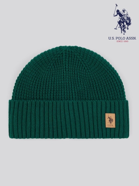 Зелений - U.s. Polo Assn. Winter Fleece Lined Waffle Knit Beanie (AK5923) | 1 502 грн