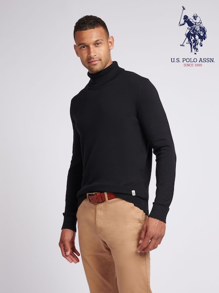U.S. Polo Assn. Black U.S. Polo Assn. Mens Cotton Knit Roll Neck Jumper (AK5925) | 4,206 UAH