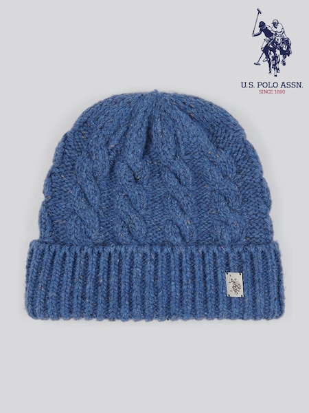 U.S. Polo Assn. Blue Cable Knit Winter Beanie (AK5926) | AED87