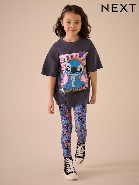Charcoal Grey Oversized 100% Cotton Disney Lilo and Stitch License T-Shirt (3-16yrs) (AK6008) | 74 QAR - 99 QAR
