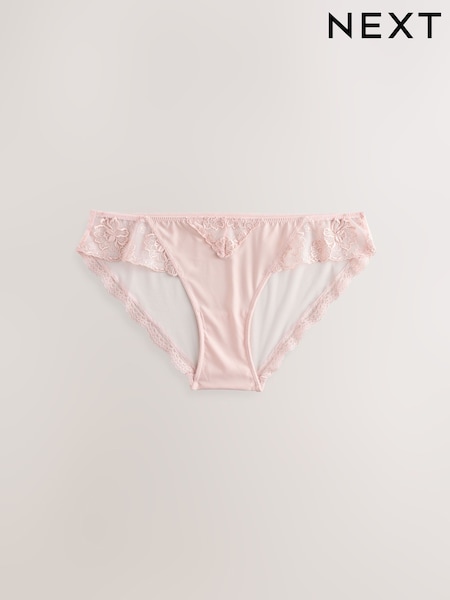 Розовый - Floral Embroidery Brazilian Knickers (AK6013) | €13