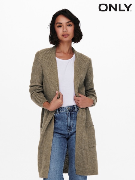 ONLY Brown Cosy Long Knitted Open Cardigan (AK6075) | 89 QAR