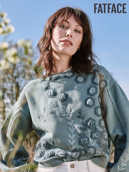 FatFace Indigo Blue Beeble Embroidered Crew Sweatshirt (AK6093) | ₪249
