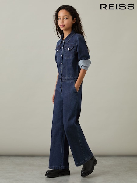 Reiss Mira Wide-Leg Denim Jumpsuit (AK6105) | ‏468 د.إ.‏