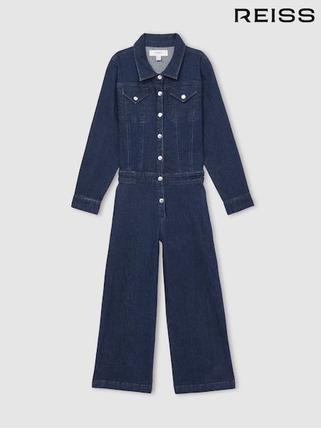 Reiss Blue Mira 13-14 yrs Wide-Leg Denim Jumpsuit (AK6111) | LEI 619