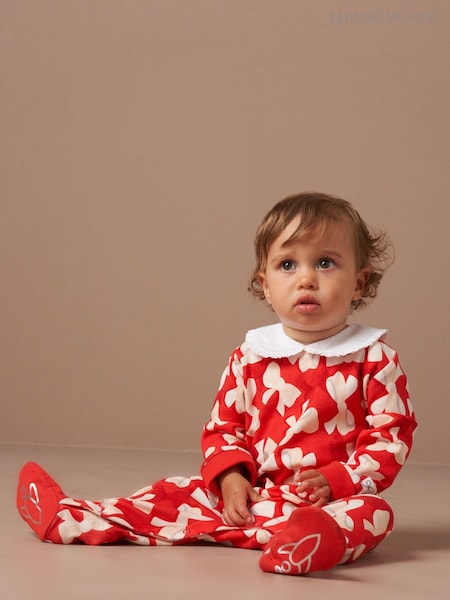 Angel & Rocket Red 100% Cotton Delphine Peter Pan Collar Babygrow (AK6168) | €13
