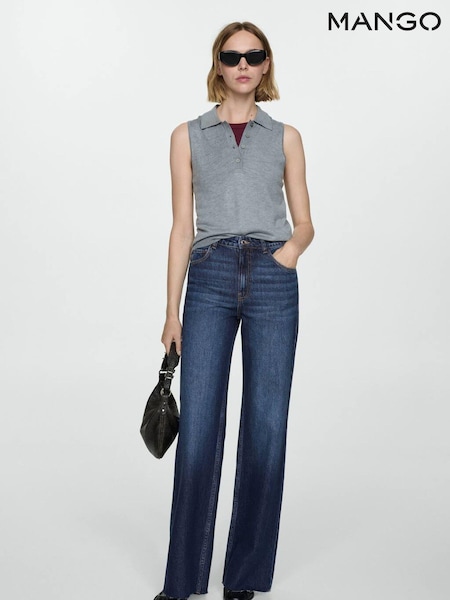 Mango Blue Danila Wide Leg High-Rise Full Length Jeans (AK6229) | €51