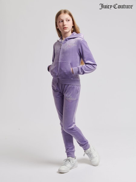 Juicy Couture Purple Marl Girls Diamante Hoodie & Slim Tracksuit Set (AK6260) | $210 - $252
