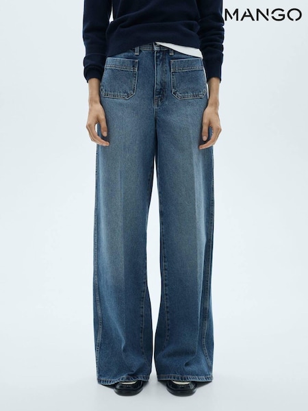 Mango Blue Wide Leg 100% Cotton Jeans With Pockets (AK6292) | €26