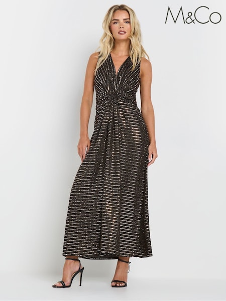 M&Co Black Petite Sequin Sleeveless Dress (AK6325) | €37