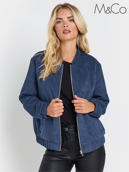 M&Co Blue Petite Suede Bomber Jacket (AK6335) | €36