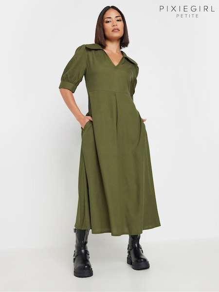 PixieGirl Petite Green Collar Midi Dress (AK6346) | €43