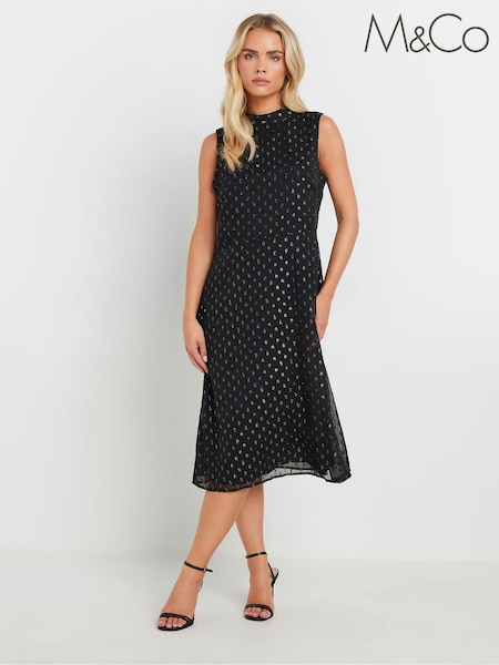 M&Co Petite High Neck Fit And Flare Dress (AK6351) | €79