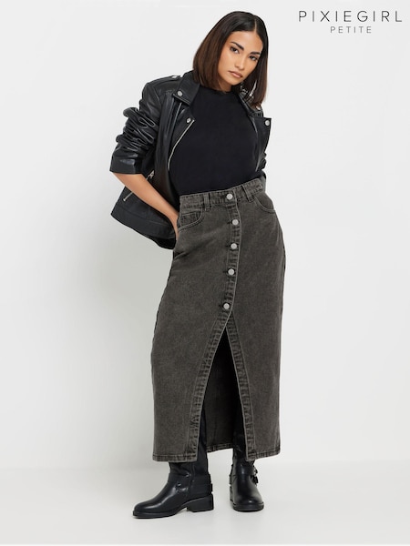Pixiegirl Petite Button Front Midi 100% Cotton Skirt (AK6356) | €58