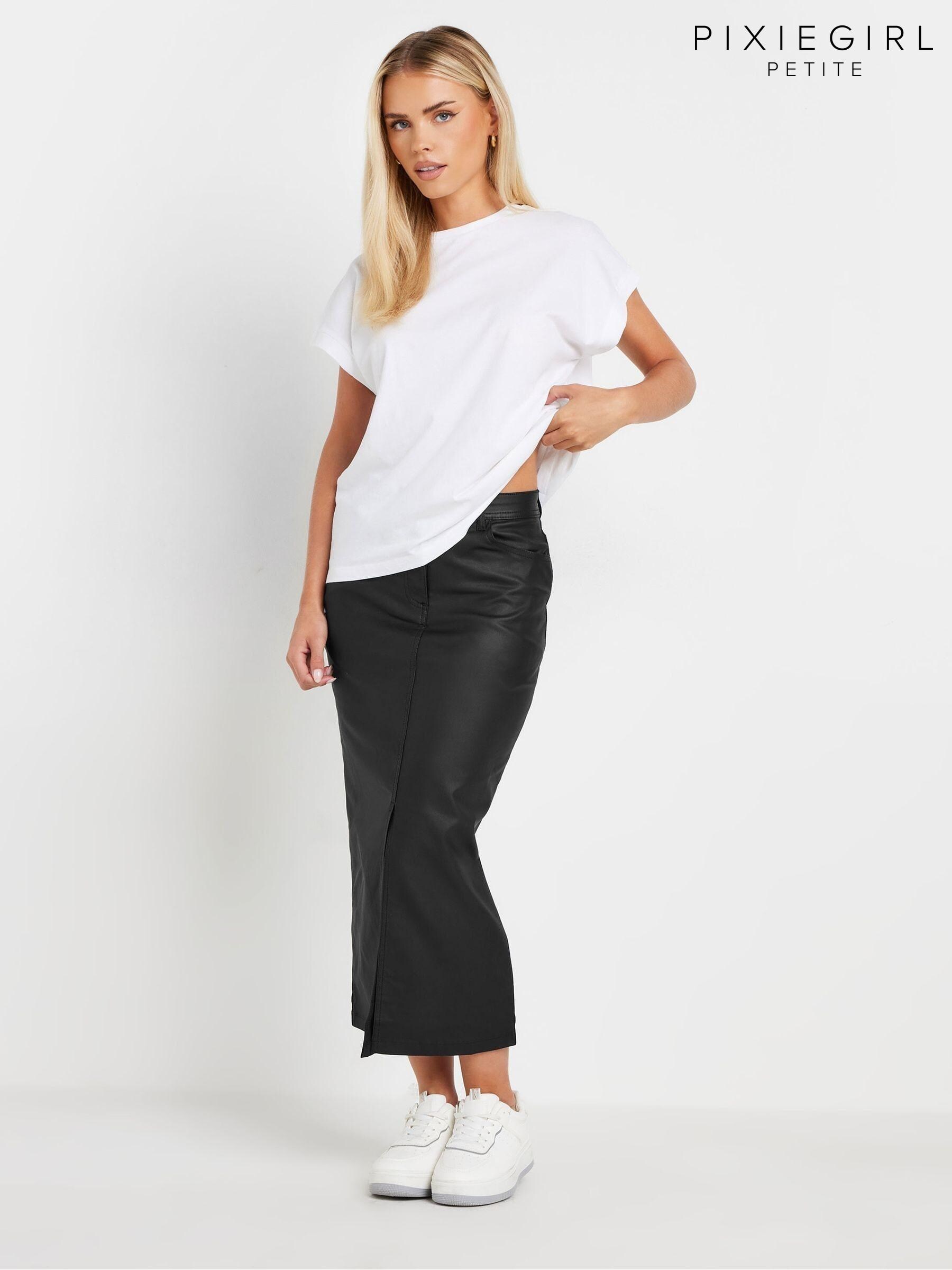 petite midi skirt black