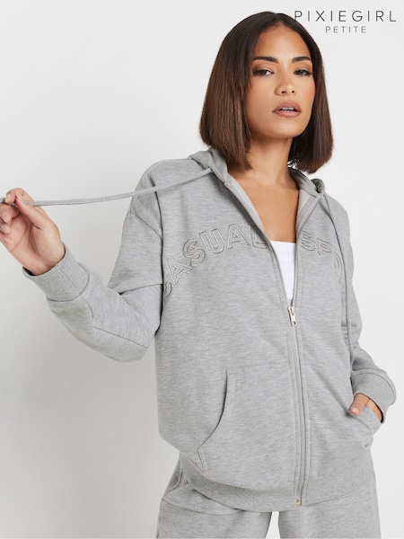 PixieGirl Petite Grey Black Casual Sport Zip Up Hoodie (AK6382) | €41